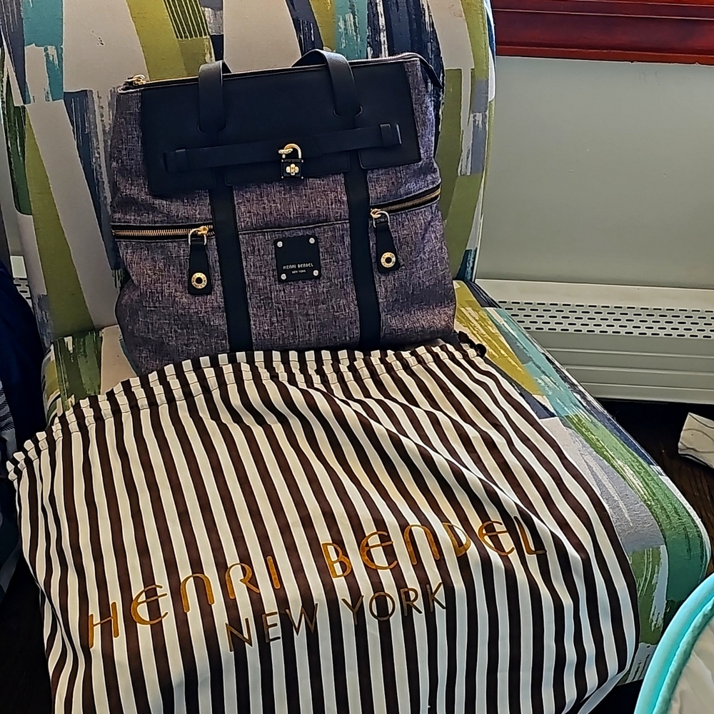 Henri Bendel convertible backpack in black and gray